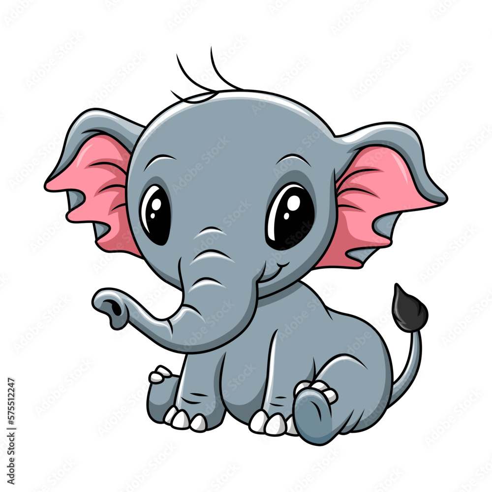 Cute funny elephant cartoon sitting Cute funny elephant cartoon sitting