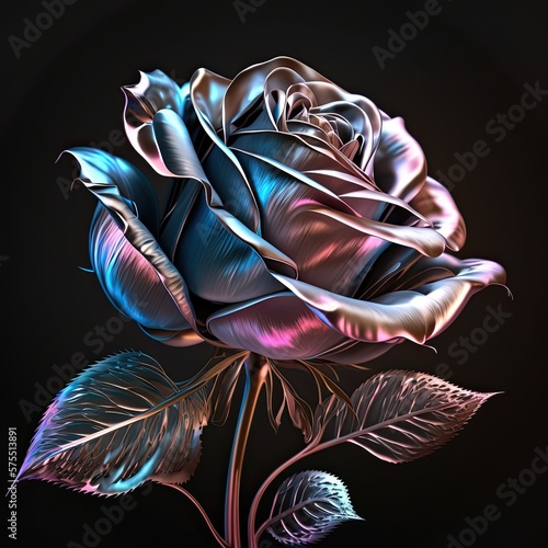 metallic rose on a black background