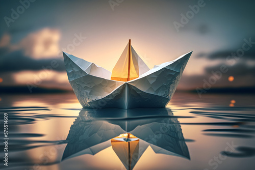 Paper Boat on the Sea generative ai