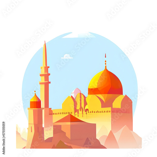 badge islamic ilustration gradient ramadan kareem, generative ai