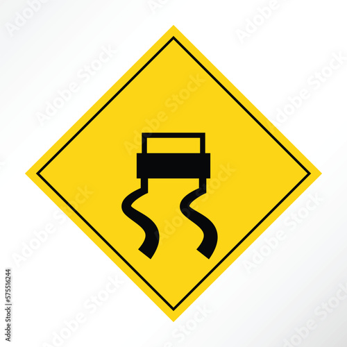 Minimalist vector of slippery road sign.