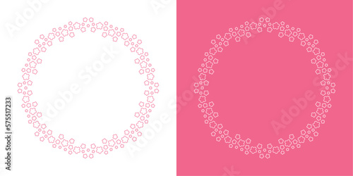 素材_フレームのセット_桜をモチーフにした春の飾り枠。シンプルで高級感のある囲みのデザイン。テキスト無し