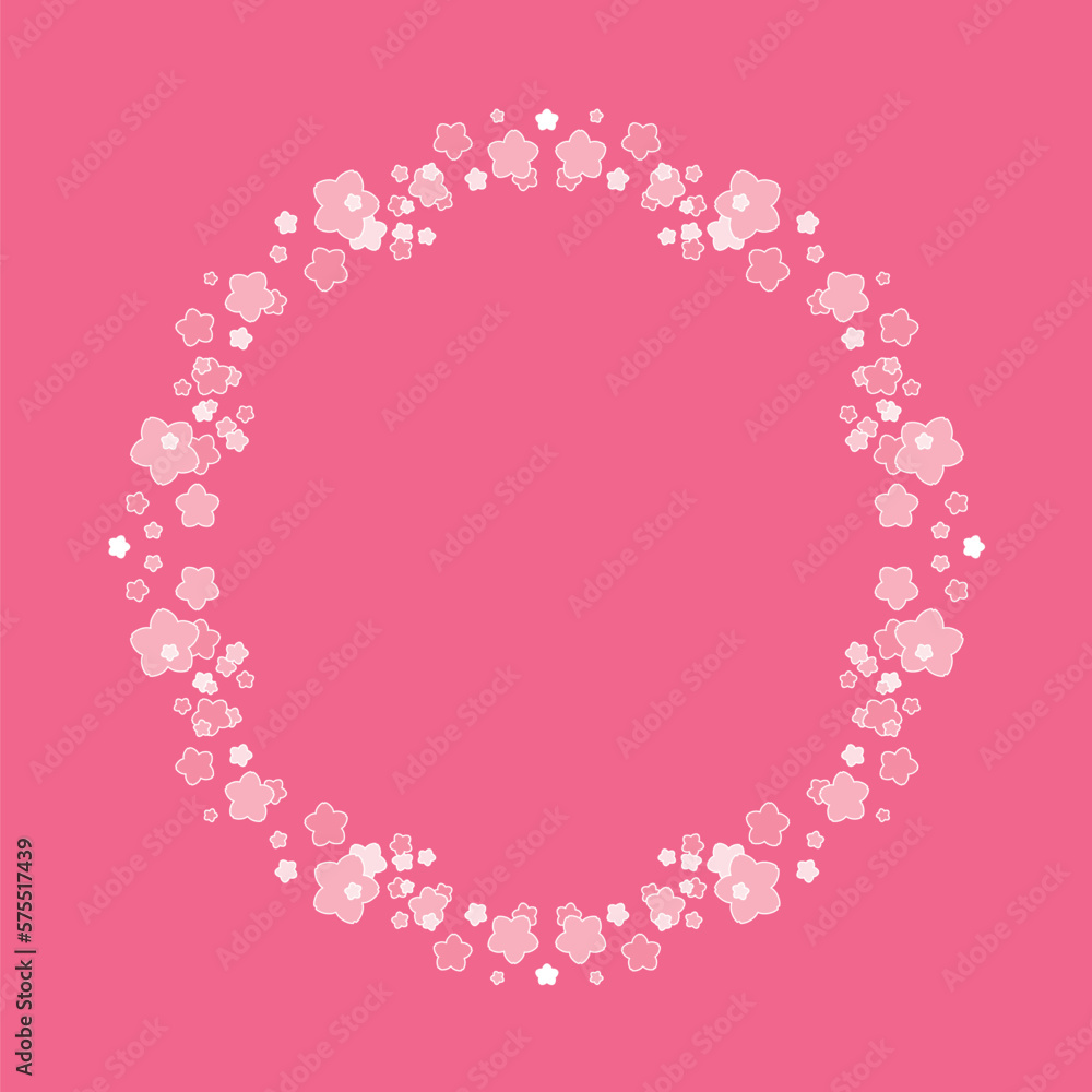 素材_フレーム_桜をモチーフにした春の飾り枠。シンプルで高級感のある囲みのデザイン。テキスト無し