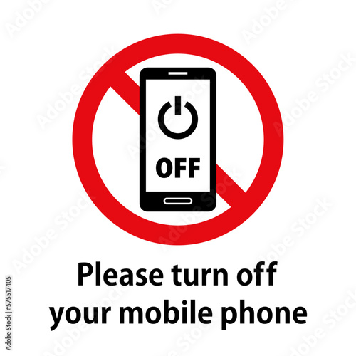 Please turn off your mobile phone：スマホと禁止マークのアイコン