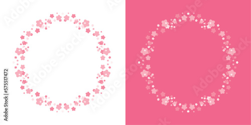 素材_フレームのセット_桜をモチーフにした春の飾り枠。シンプルで高級感のある囲みのデザイン。テキスト無し