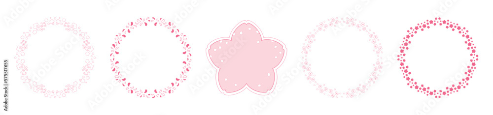 素材_フレームのセット_桜をモチーフにした春の飾り枠。シンプルで高級感のある囲みのデザイン。テキスト無し 素材_フレームのセット_桜をモチーフにした春の飾り枠。シンプルで高級感のある囲みのデザイン。テキスト無し