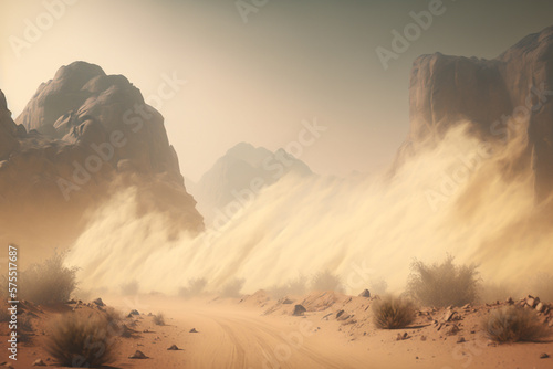 desert sandstorm dust illustration Generative AI