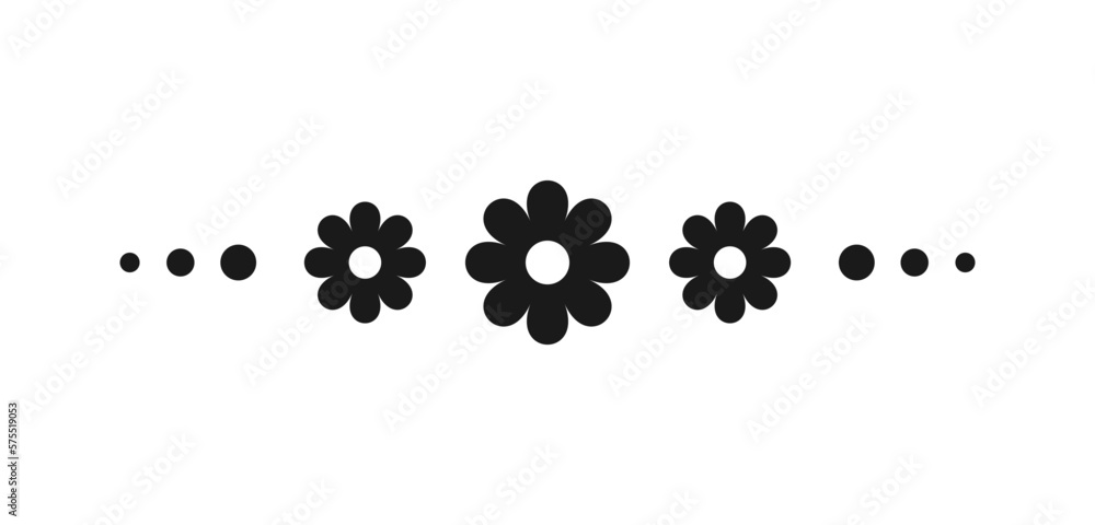 Cute floral page divider doodle illustrations. Simple flower border silhouette art Cute floral page divider doodle illustrations. Simple flower border silhouette art