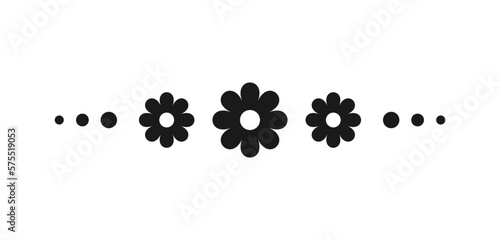 Cute floral page divider doodle illustrations. Simple flower border silhouette art