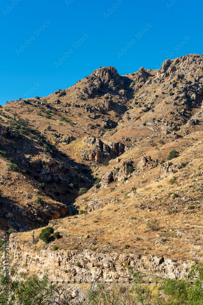 Mountain ridges in the cliffs and skies or arizona great outdoors in wild west of american in sonora desert ridges