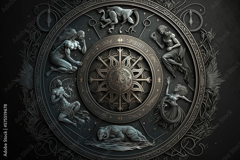 Gothic zodiac symbols art is a style that blends the dark and mysterious elements of gothic art