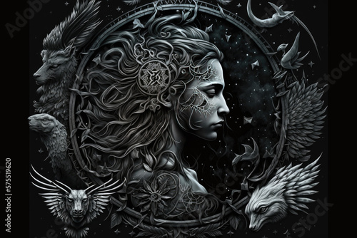 Gothic zodiac symbols art is a style that blends the dark and mysterious elements of gothic art.