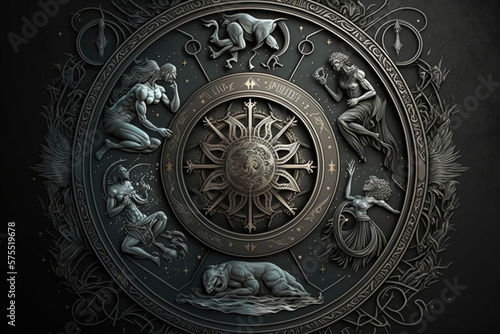 Gothic zodiac symbols art is a style that blends the dark and mysterious elements of gothic art