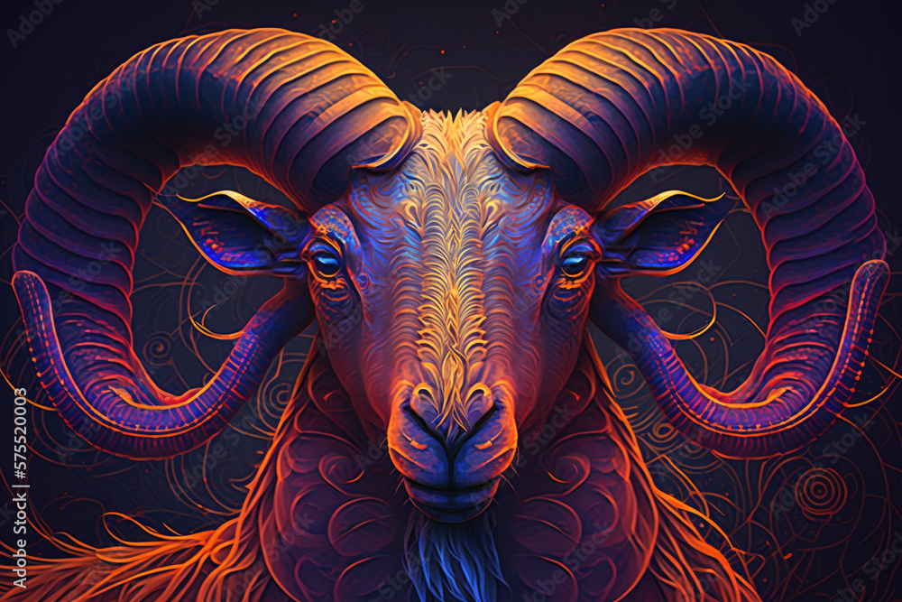 Obraz premium The zodiac symbol for Aries is the Ram, which represents strength.