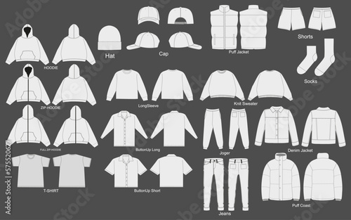 Fototapete Vector Apparel Mockup Collection