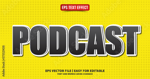 podcast editable text effect vector eps