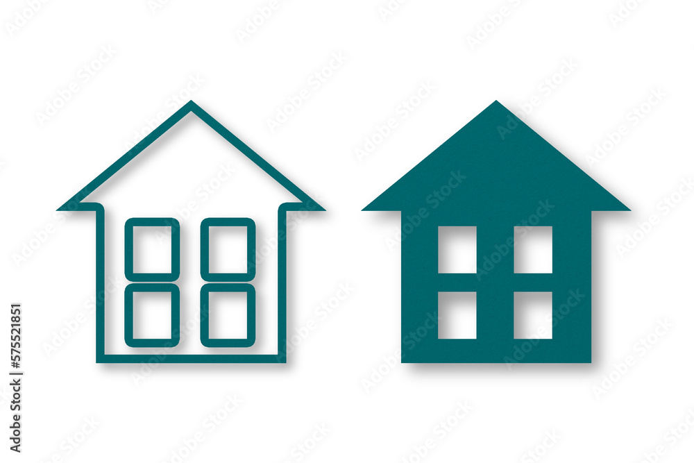 Green paper cut house shapes apart on transparent background. Green paper cut house shapes apart on transparent background.