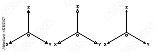 Graph icon. XYZ coordinate system with direction arrows. Symbol of mathematics, geometry, physics and other sciences.