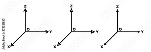 Graph icon. XYZ coordinate system with direction arrows. Symbol of mathematics, geometry, physics and other sciences.