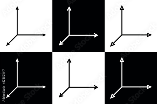 Graph icon. XYZ coordinate system with direction arrows. Symbol of mathematics, geometry, physics and other sciences.