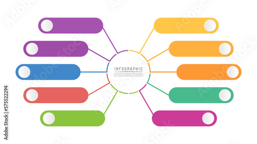 Blank presentation business infographic template. 10 steps modern timeline diagram with circle progress. Vector infographic
