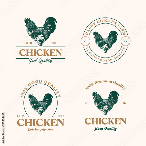 Chicken farm logo vector set