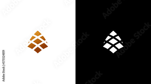 Pine cone logo real estate vector monogram black and white icon style Design template
