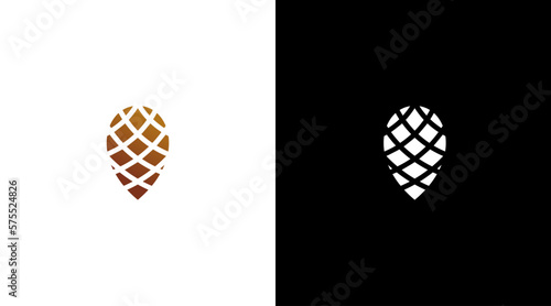 Pine cone logo vector monogram nature icon style Design template