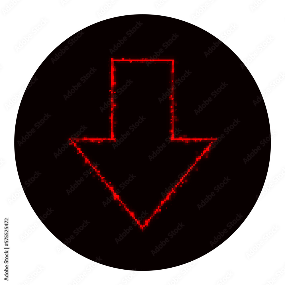 Arrow icon of red lights on black background Arrow icon of red lights on black background