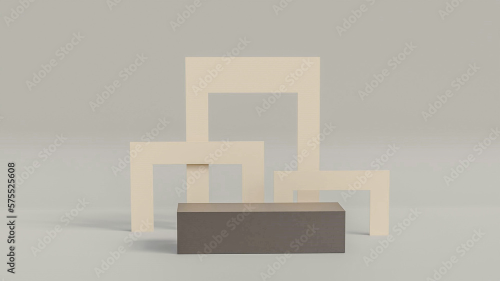 3d light brown product display square displays cosmetics on light background 3d light brown product display square displays cosmetics on light background