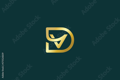 DV letter golden typography brand logo design, dv icon, dv golden logo, dv company logo  photo
