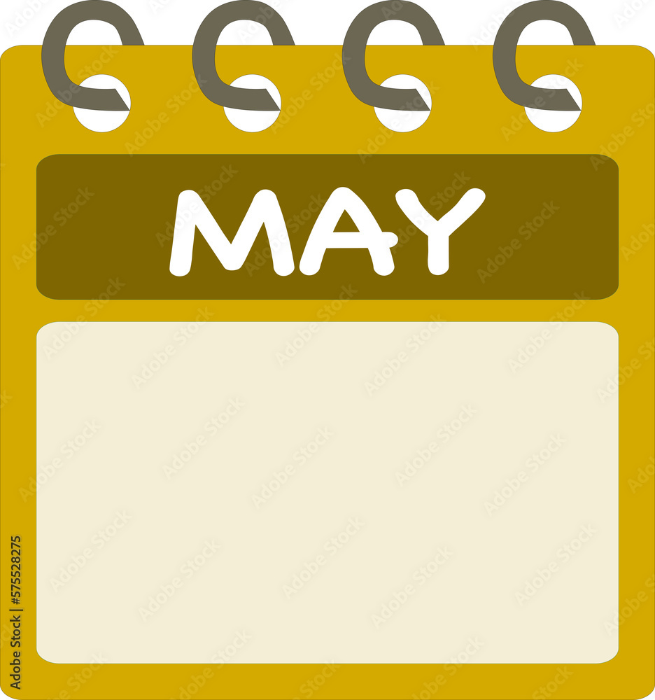 Obraz premium Flat icon calendar of May. month. PNG illustration. color banner. Blank date label.