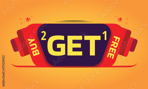 Buy 2 get 1 free modern Banner design template on yellow background