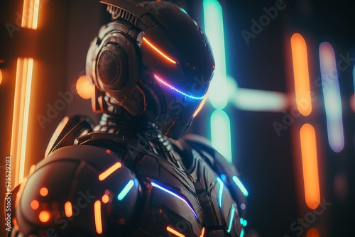 Metal robots with neon inserts, cyborgs, robotic automation, all leading to the inevitable rise of AI generation.