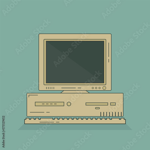 illustration of a retro old computer 90s 80s pc nostalgia memories