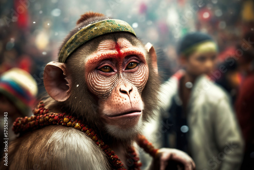 Kasuga Matsuri - Monkey Festival, happy monkey, created with Generative AI photo