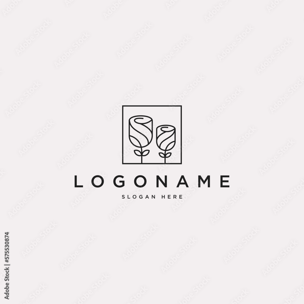 Obraz premium Minimalist Rose Logo Design Vector