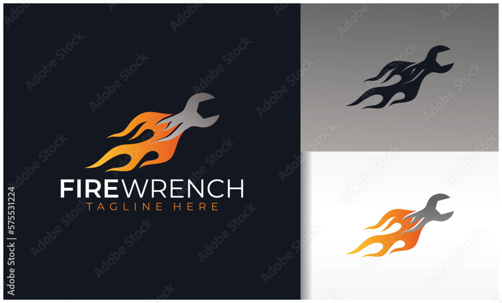 Fire and wrench logo