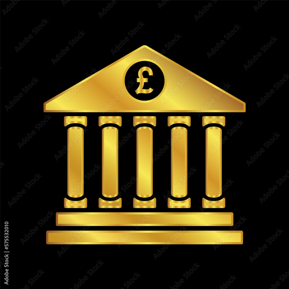 bank icon, bank vector logo template in gold color bank icon, bank vector logo template in gold color