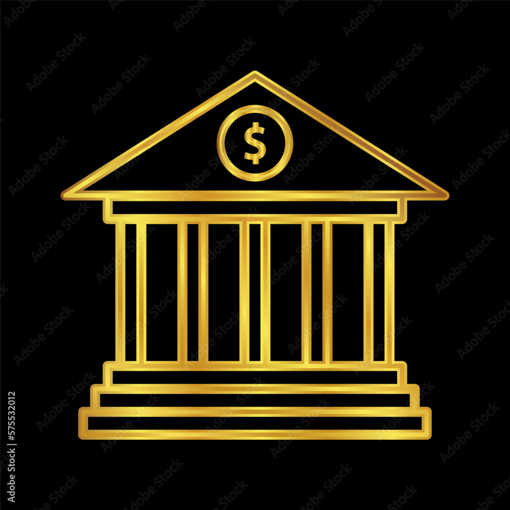 bank icon, bank vector logo template in gold color bank icon, bank vector logo template in gold color