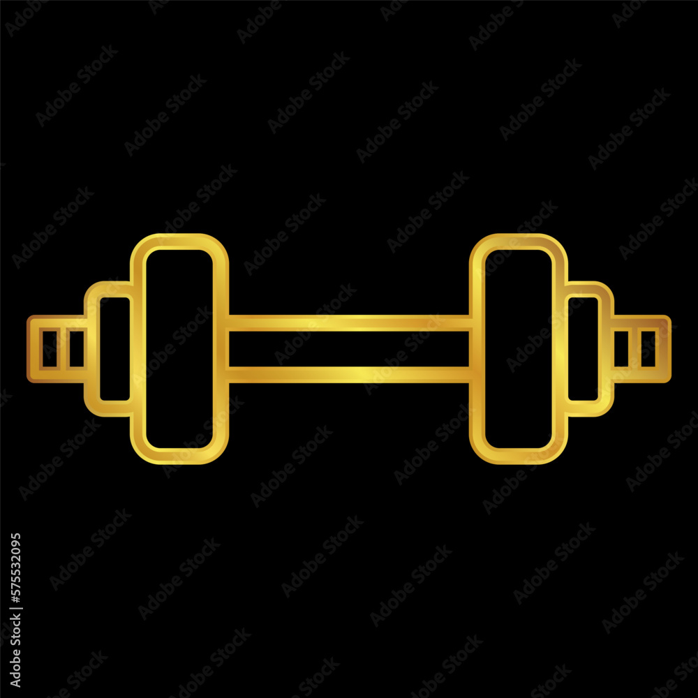 dumbbell icon, dumbbell vector logo template in gold color dumbbell icon, dumbbell vector logo template in gold color