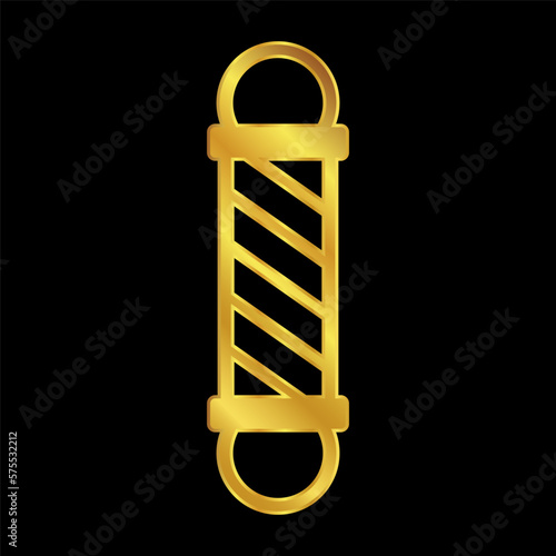 barber pole icon, barber pole vector logo template in gold color