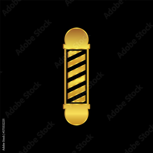 barber pole icon, barber pole vector logo template in gold color