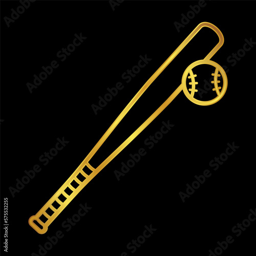 baseball icon, baseball vector logo template in gold color