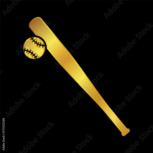baseball icon, baseball vector logo template in gold color