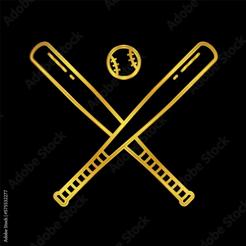 baseball icon, baseball vector logo template in gold color