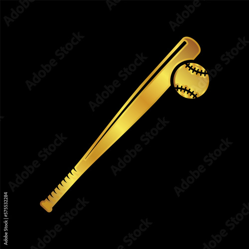 baseball icon, baseball vector logo template in gold color