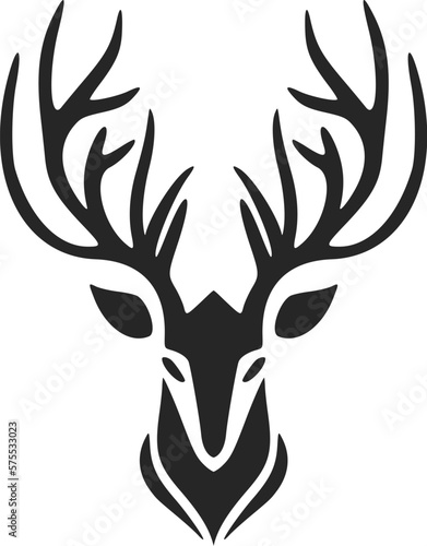 Stylish simple black white vector logo of the deer. Isolated on a white background.