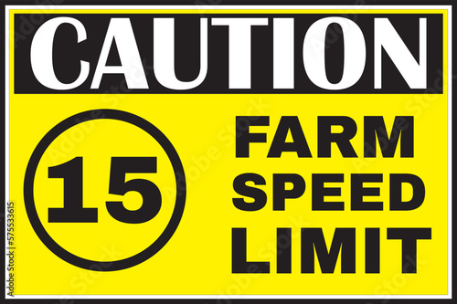 Farm area speed level sign vector, farm machinery operating area, farm road sign vector eps