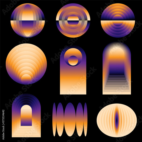 Vector minimalistic set of illustrations. Creative abstract artwork with shapes . Template for card, poster, banner, print for t-shirt, pin, badge, patch.
